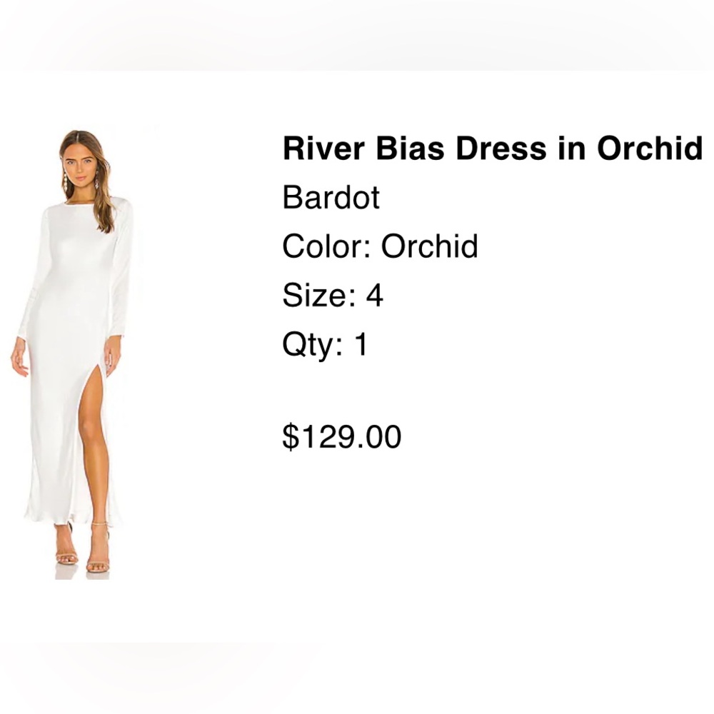 Bardot River Bias Dress in Orchid - Long Sleeve Side-Slit Maxi